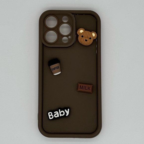 Other - iPhone 15 Pro Max 3D Bear Kawaii Brown Phone Case with Cute Charms